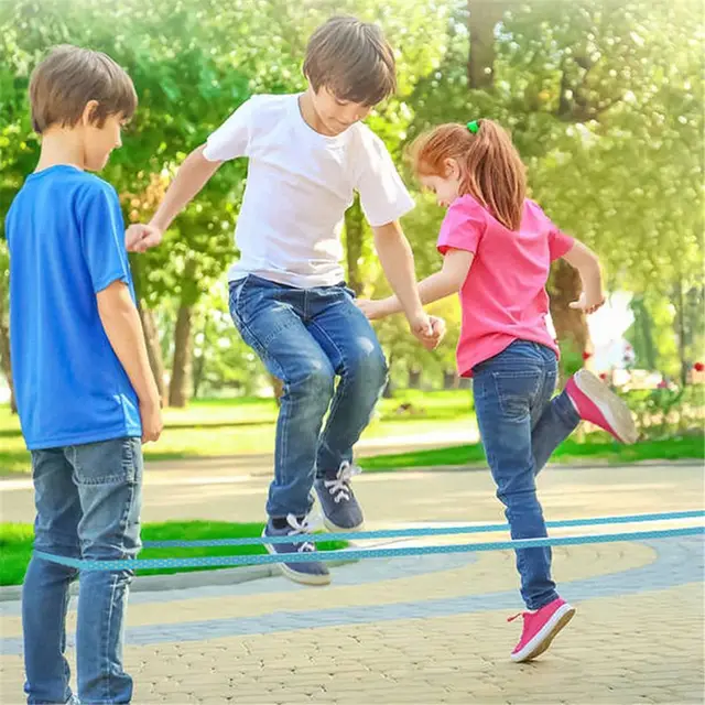 Classic Kids Outdoor Jump Game Elastic Rubber Jump Rope Toys For Children Outside Party Sport Family Cooperation Educati 5