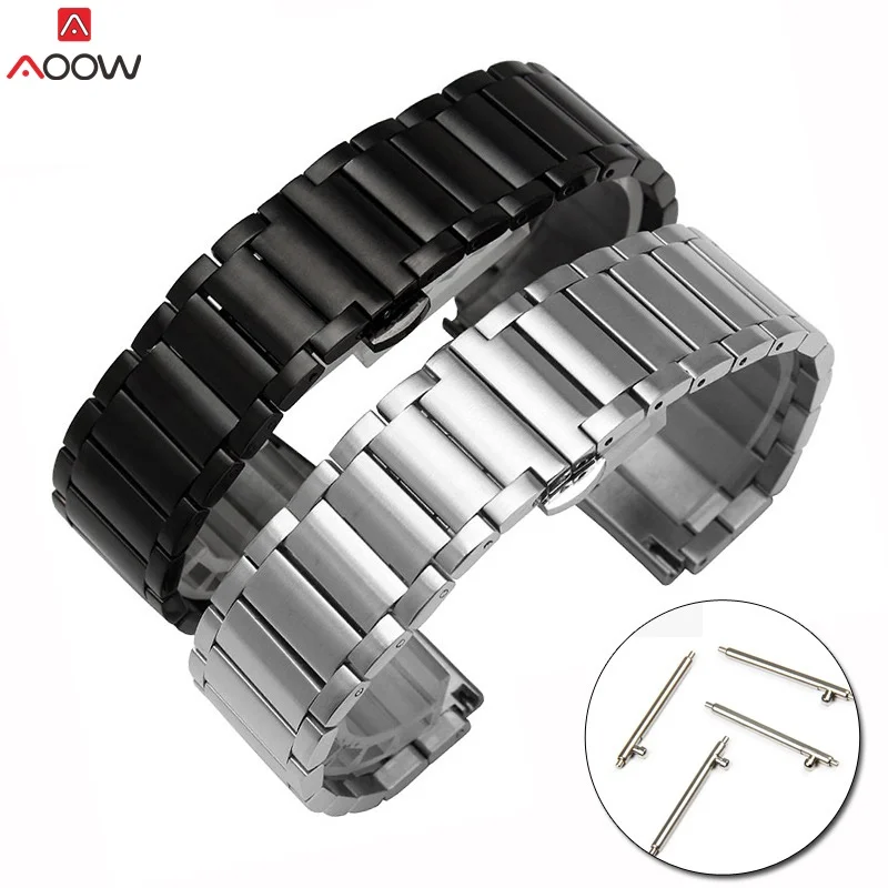 

AOOW 20mm 22mm Stainless Steel Watchband for Samsung Galaxy Watch 42mm 46mm Metal Strap Band for SM-R800 SM-R180 Huawei Watch