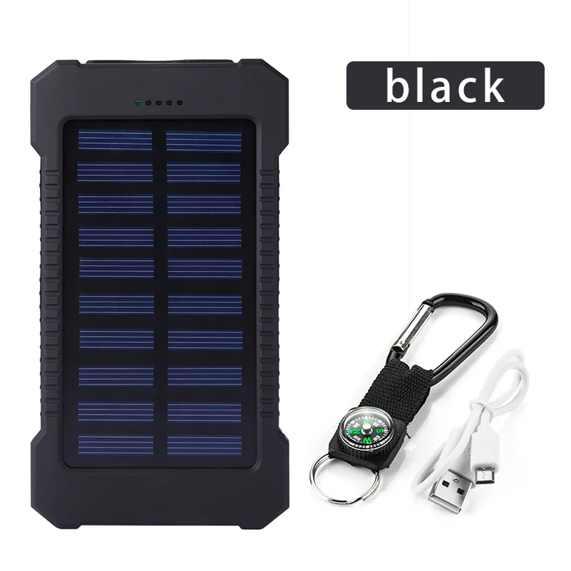 Banco de energía Solar de 30000mAh, Banco de energía Solar impermeable, batería USB, cargador externo LED para teléfono iPhone y Samsung
