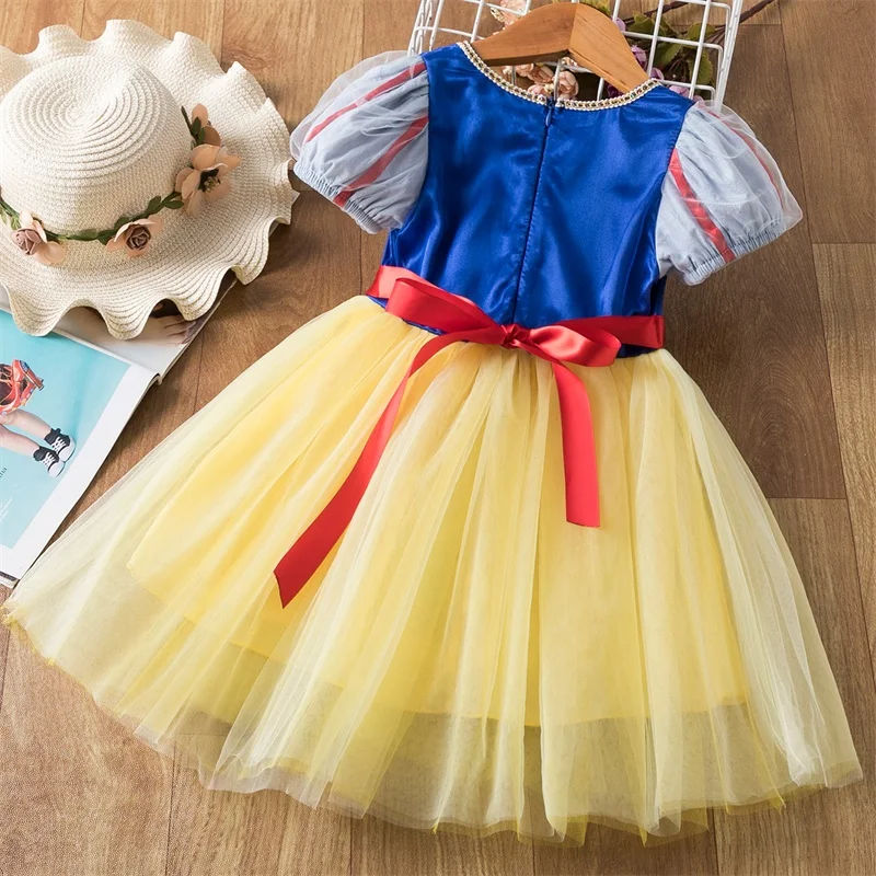 Snow White Anna Elsa Cosplay Costume Carnival Dresses For Girls Vestidos fantasia infantil Summer Princess Dress up Elsa 2 Print