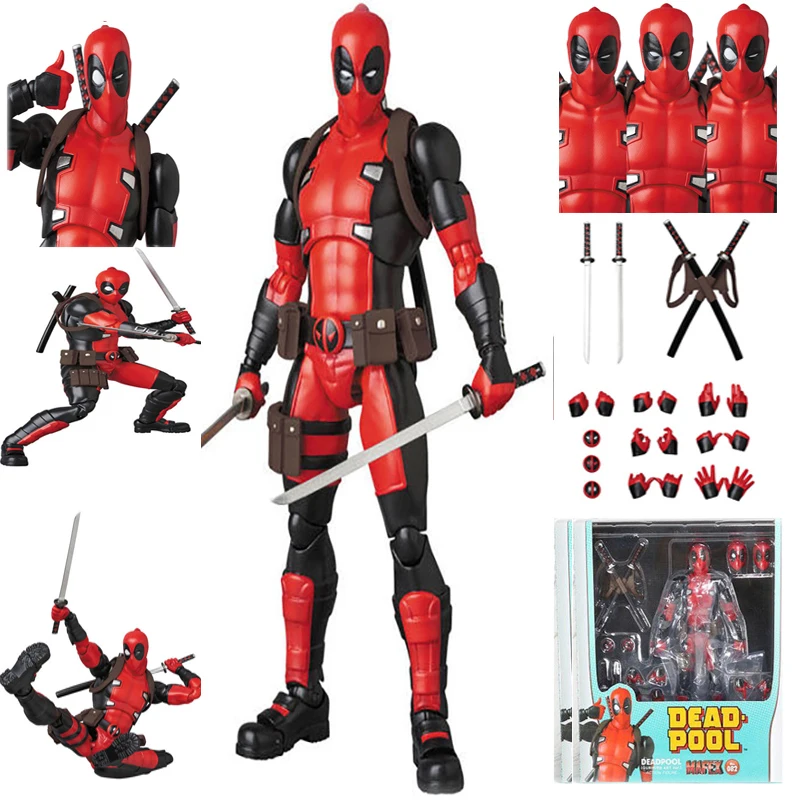 15 см Marvel Дэдпул Mafex 082 сменная голова фигурка игрушка Рождественский подарок