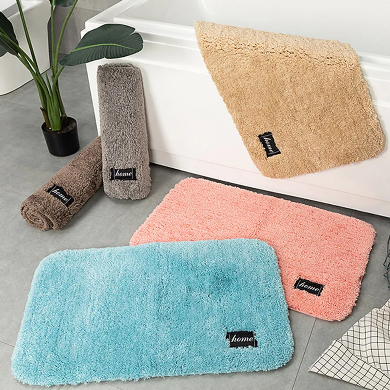 Bathroom Carpet Non-Slip Water Absorption Rectangle Rug Home Bedroom Living Room Floor Mats Rug Solid Color Carpet