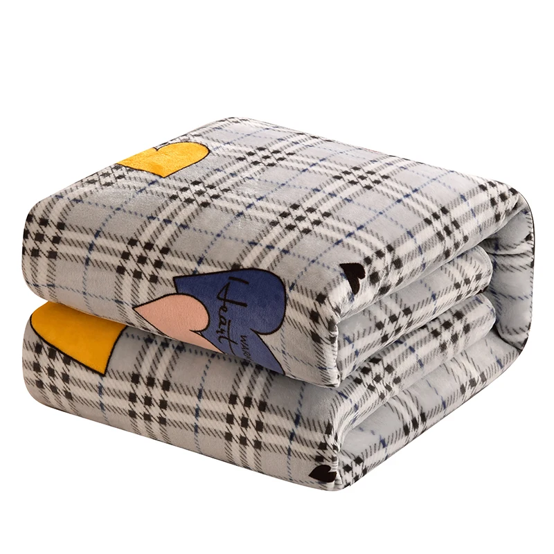

Grid Soft Warm Coral Fleece Blanket Sheet Bedspread Sofa Light Thin Mechanical Wash Flannel Blankets SSXML