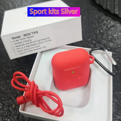 i9000-Red-kits I9000 tws 1:1 Smart sensor 8D Bass Pop Up Беспроводная зарядка Bluetooth наушники 8D Super Bass pk W1 i200 i2000 i5000 - Цвет: i9000-Red-kits