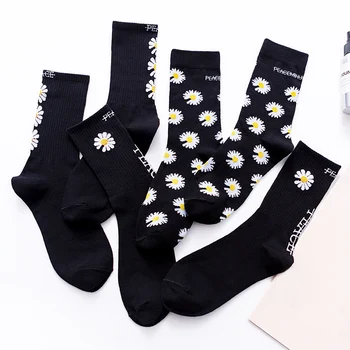 

Hot Hip Hop Harajuku Long Socks Men Women Korea Funny Socks Daisy Socks Black Cool Socks Cotton Happy Skateboard Socks