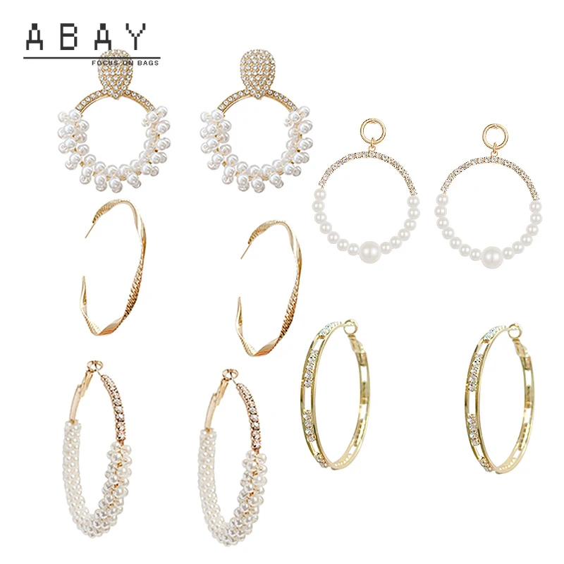 

S925 Silver Needle Exaggerated Big Circle Earrings Women 2020 New Retro Pearl Temperament High Sense Ear Pendant Wholesale