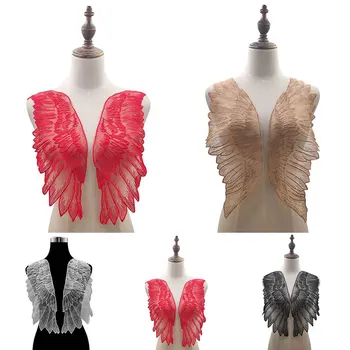 

1 Pair Organza Embroidered Lace Fabric Embroidery Patches DIY Lace Collar Neckline Applique Decorate Sewing Craft Supplies