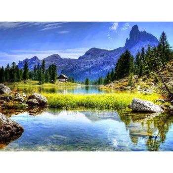 

Diy Diamond Painting Full Round Diamond Drill Icons Diamond Embroidery Rhinestones Painting Landscape Scenery