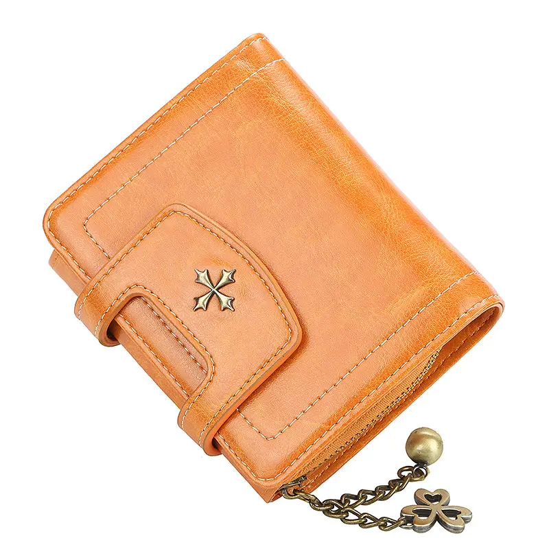 New Vintage Hasp Long Purse Ladies Wallet Women Luxury Brand Retro Zipper Leather Purses Female Wallets Woman Card Holder - Цвет: S Orange