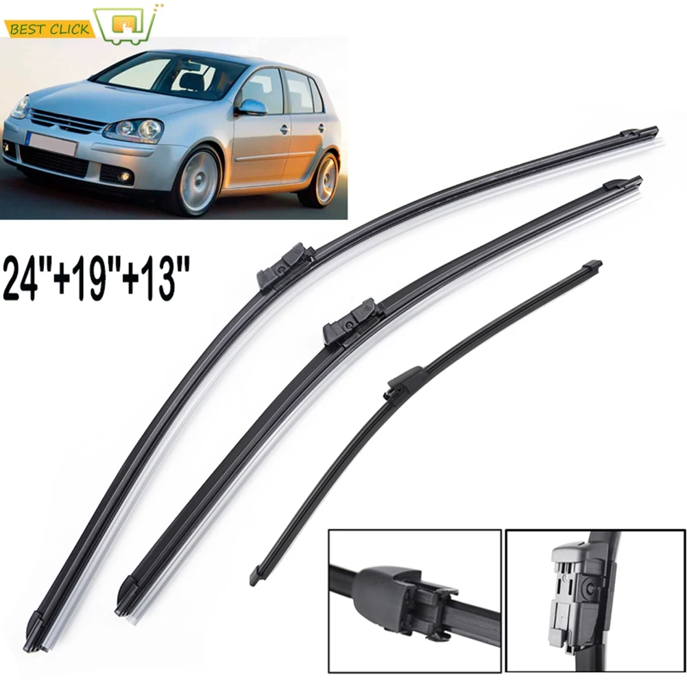 Front And Rear Windshield Wiper Blades For Vw Golf 5 Windscreen Wipers Car Accessories 2005 2006 2007 2008 2009 24"19"13"