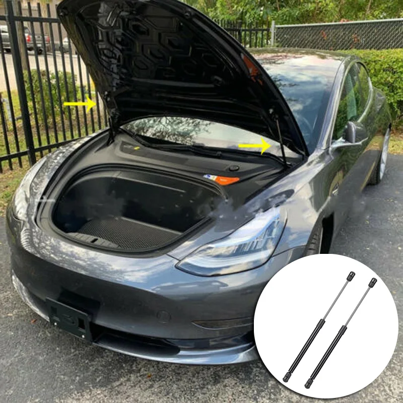 

2 pcs black car Front Trunk Struts high quality Automatic Luggage Lift Support Pneumatic Front Trunk Struts For Tesla Model 3