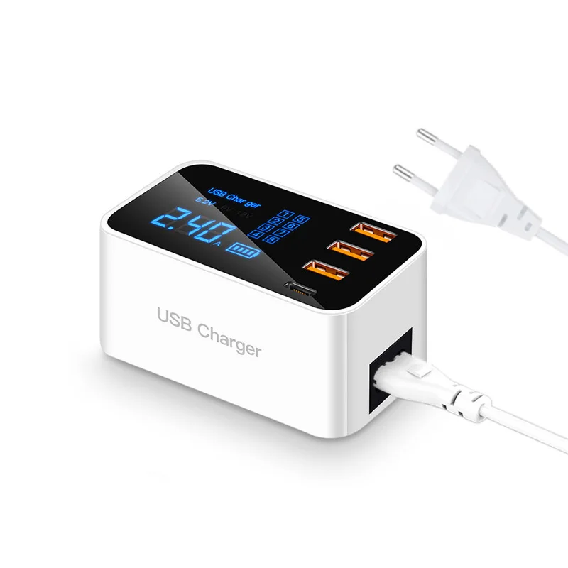 Быстрая зарядка Тип C USB зарядное устройство светодиодный дисплей настенное для