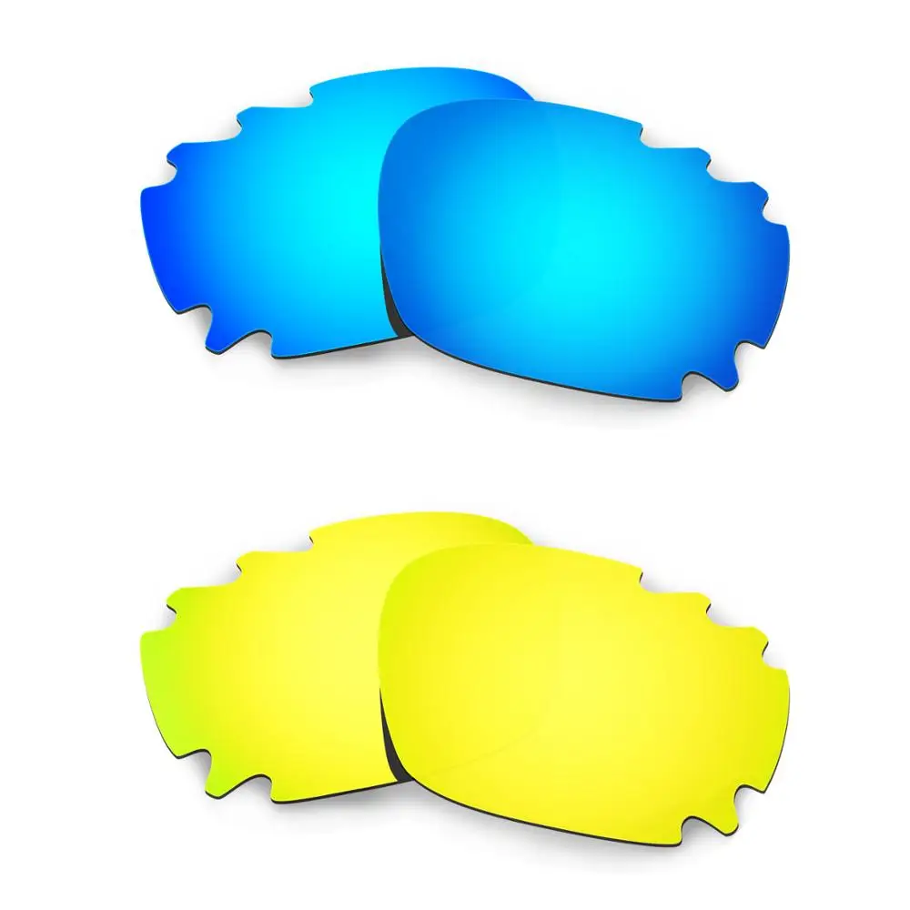 

HKUCO For Racing Jacket-Asian Fit Vented Sunglasses Replacement Polarized Lenses 2 Pairs - Blue & Gold
