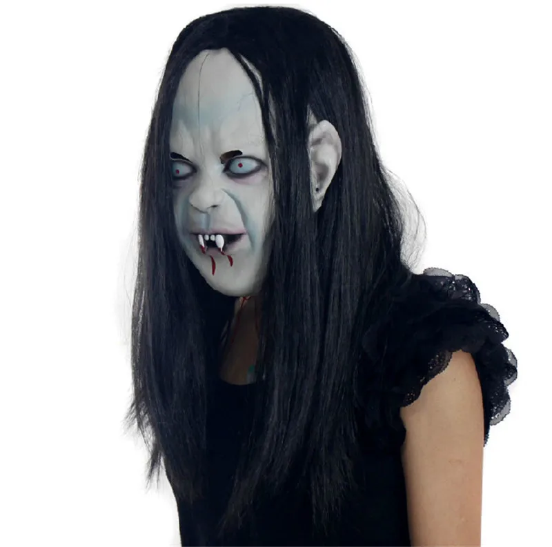 Хэллоуин Вечерние Маски латексный головной убор террор призрак косплей длинные волосы кровотечение ужасный страшный маскарадные маски украшение на празднование Хэллоуина