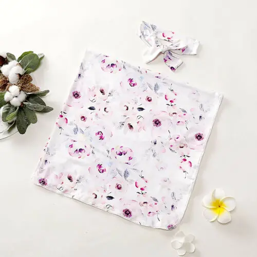 Для малышей, с цветочным узором, пеленка для завёртывания для пеленания спальный мешок оголовье, набор - Цвет: A