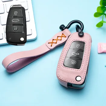 

Leather key cover for Audi A5 S4 S5 A4 B9 Q7 A4L 4m TT TTS RS 8 2016 S 2017 2018 new A6L QT S7 car accessories car styling new