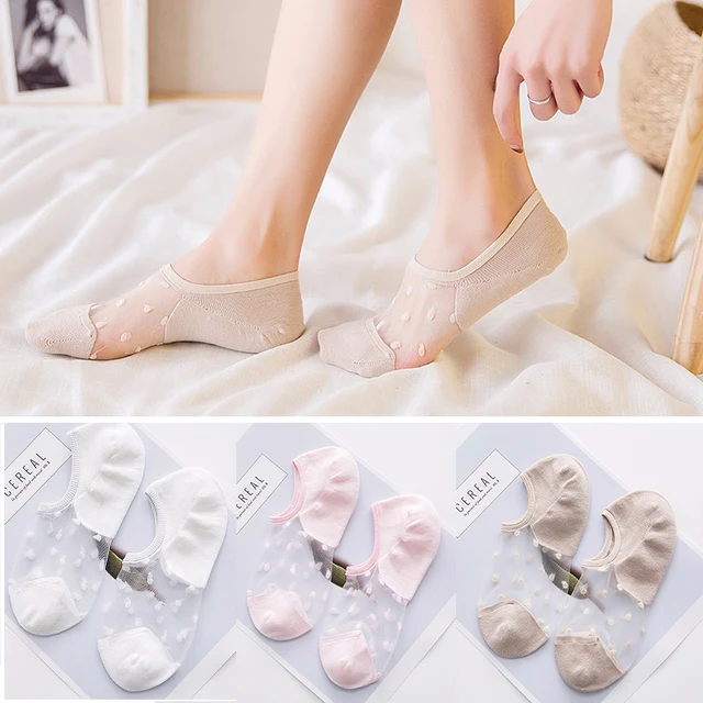 6pcs/3pair Boat Socks for Summer Anti Slip Silicone No Show Socks for Women High Heel Shoe Liner Socks Chausette Femme Invisible 3colors