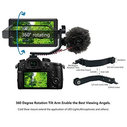 ANDYCINE A6 5.7 Inch HDMI Field Monitor 1920x1080 DC 8V Power Output Swivel Arm Monitoring for GH5 Sony Nikon Canon DSLR Gimbals
