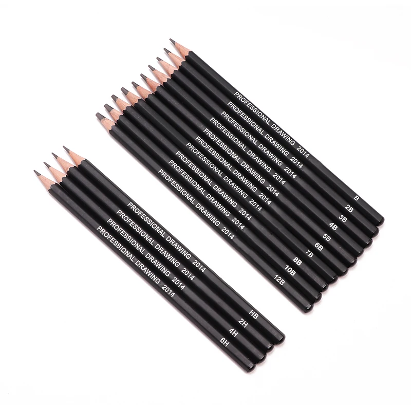 

14 Pcs/set Sketch and Drawing Pencil Set HB 2B 6H 4H 2H 3B 4B 5B 6B 10B 12B 1B Pencils Writing Supplies Office School Supplies