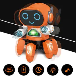 Robot de danse électronique intelligent à Six griffes RC, avec lumières LED, jouets éducatifs pour garçons, musique, cadeaux de noël et d'anniversaire 