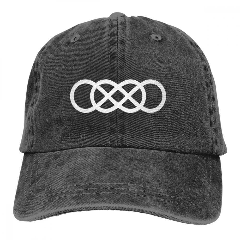 Двойной символ бесконечности Casquette черный унисекс Мужские Женские джинсовые бейсболка с ремешком кепки Регулируемый Гольф папа шляпа