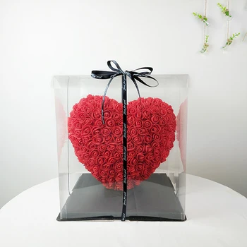 

30x30cm Red Rose Bear Sweet Heart Rose Artificial Flower Rose Heart Decoration Valentines Birthday Gift Rosa oso flor Valentine