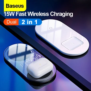 

Baseus Wireless Charger 2 in 1 For Airpods iPhone 11 15W Fast Chager Wireless Dual Qi Wireless Charging Pad For Huawei Xiaomi Mi