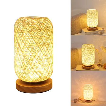 

3W Highlight LED Wood Rattan Twine Ball Lights USB LED Table Lamp Room Home Art Decor Desk Light Wood Rattan Lamp