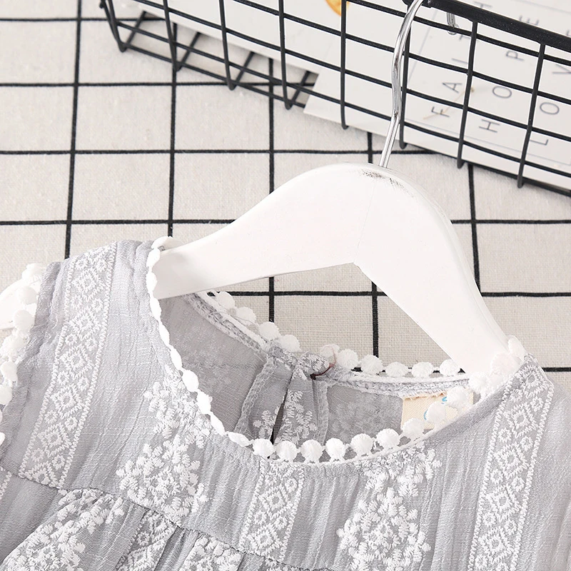 Bayb Girls Sleeveless Shirts Summer Girls Blouses Tops Linen Cotton Lace Casual Baby Girl Shirts for Children Kids Clothing