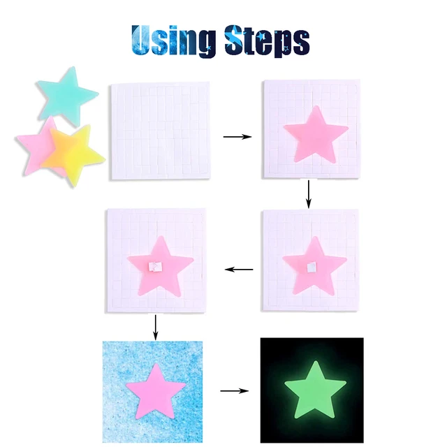 100pcs/set Glow In the Dark Stars Luminous Stickers Glowing Toys Novel For Kids Children Light Stars Fluorescent Party Wall Toy 2