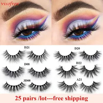 

25Pairs/Lot Visofree Mink Lashes Natural False Eyelashes Fake Lashes Long Makeup 3D Mink Lashes Eyelash Extension Mink Eyelashes