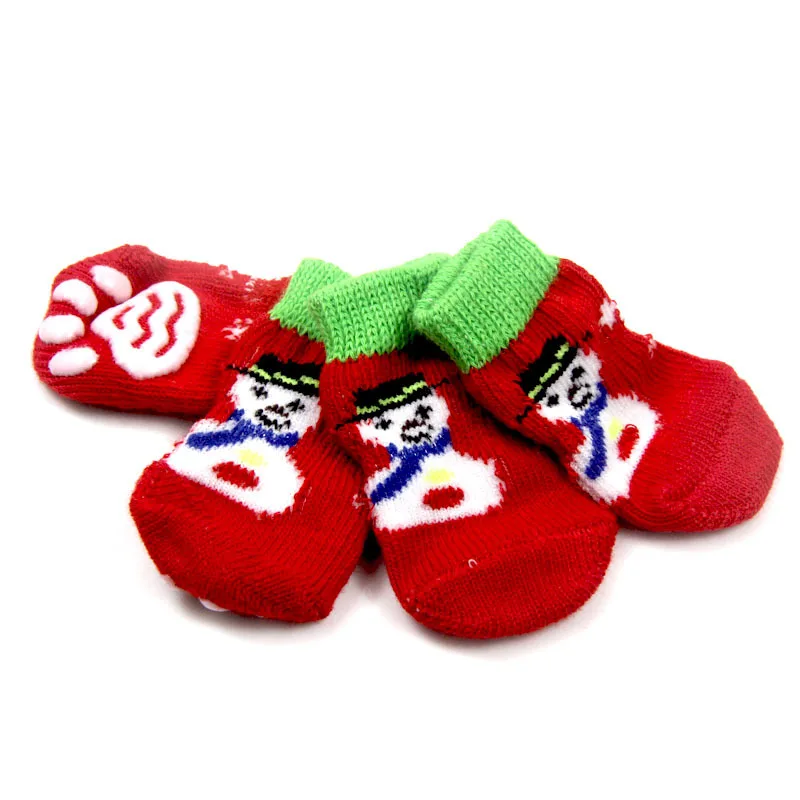 

Dog Christmas Accessories Warm Dog Socks for Small Dogs Anti-Slip Sole Cute Elk Snowman Dog Shoes French Bulldog Ropa Perro