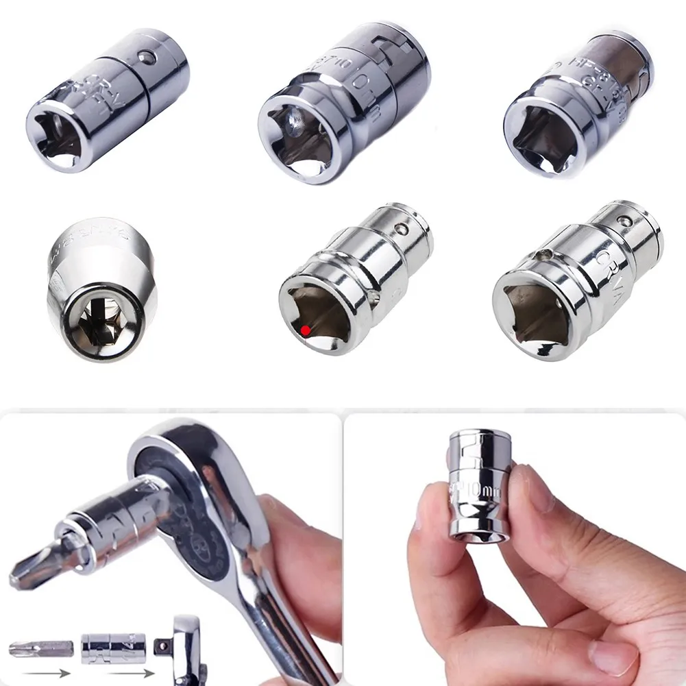 

1/4" 3/8" 1/2" Ratchet Drive Socket Adapter Hex Dill Bit Holder Converter Wrench Adapter Hand Tools Set Repair Tools