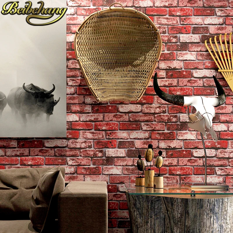 beibehang home decor brick stone paperwall natural rustic vintage 3D effect designer vinyl wallpaper for living room background