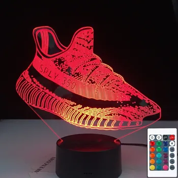 

GX-4579 Sneakers Shoes Shape LED Night Light Touch Sensor Control Yeezy Boost Shoes Child Present Desk 16 Colorful with Remote