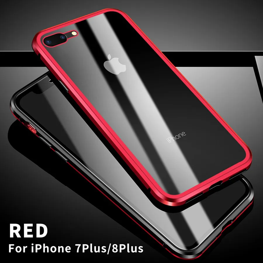 Sleek Magnetic Adsorption Case with Metal Frame and Tempered Glass Backing