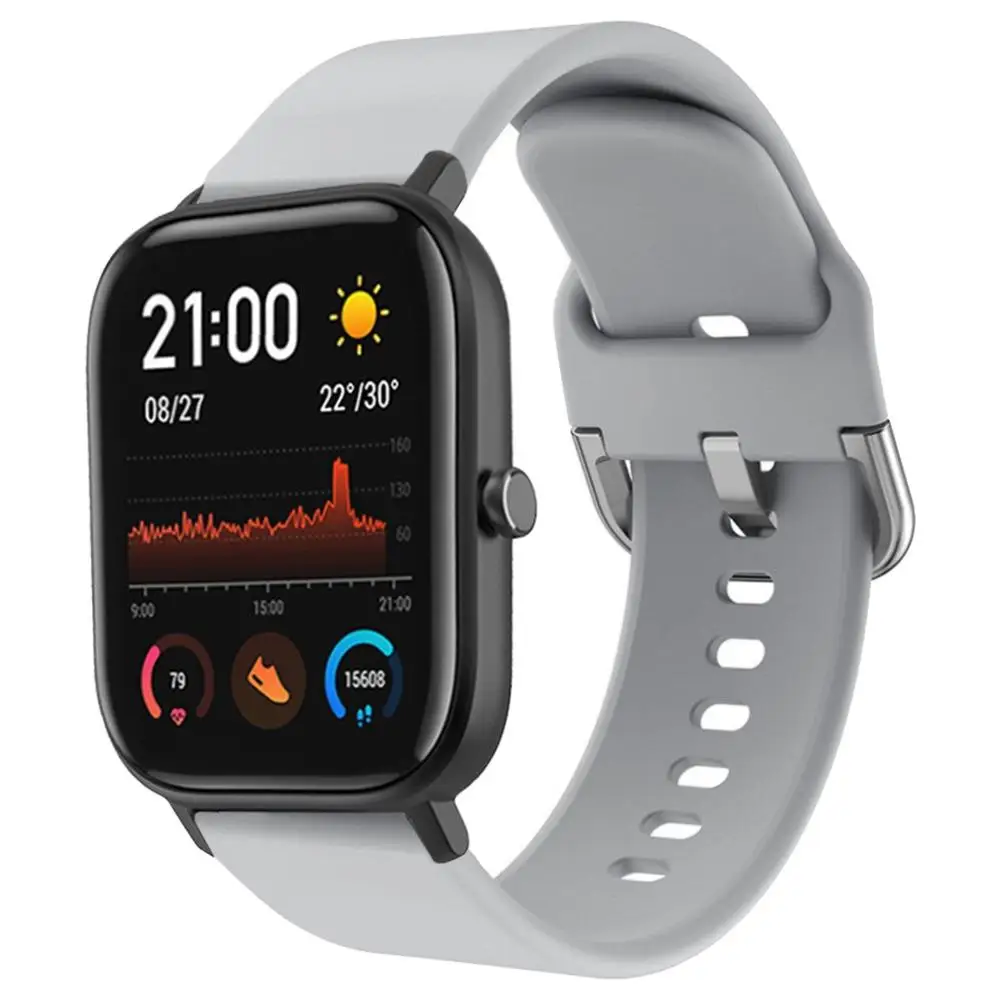 gray Мягкий сменный силиконовый ремешок для часов Amazfit GTS 20 мм для умных часов Huami Xiaomi Amazfit GTS BIP T3 T4 PRO BR3 - Цвет: gray