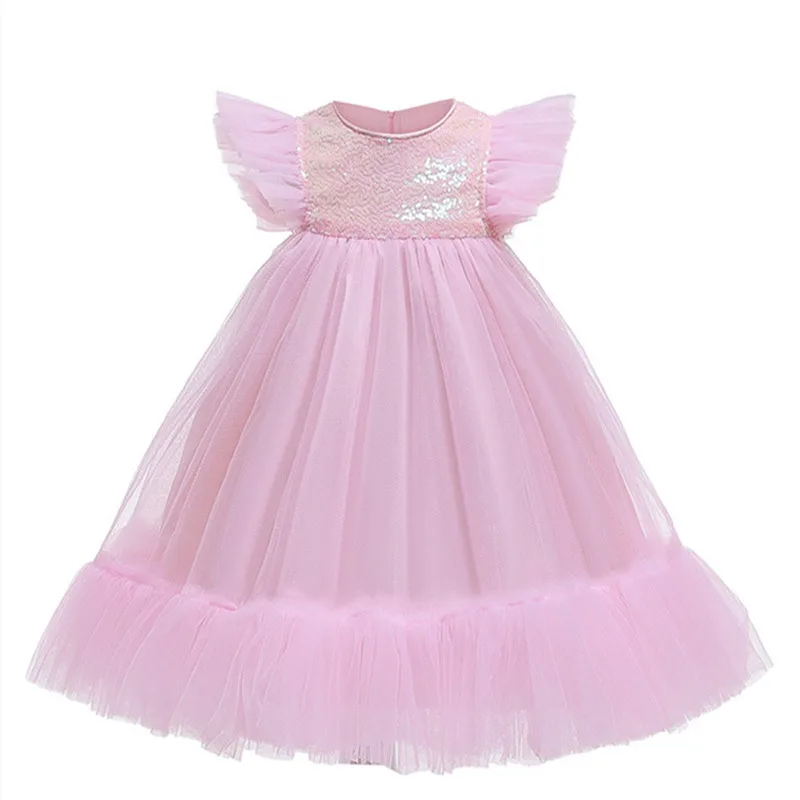 Детское платье принцессы с блестками для девочек, свадебное вечернее платье с вышивкой и жемчугом, кружевное платье для девочек, костюмы, WG-D0114