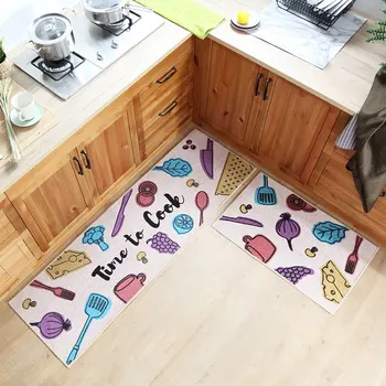 

50x80CM+50x160CM Kitchen Mats Machine Washable Soft Polyester Cotton Non-slip Kitchen and Bathroom with Absorbent Floor Mat