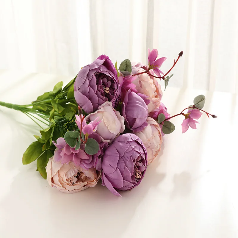1Bunch European Artificial Peony Decorative Party Silk fake Flowers Peonies For Home Hotel decor DIY Wedding Decoration wreath