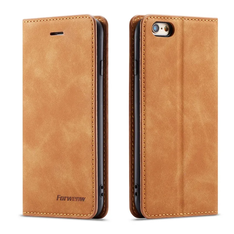 Магнитный Флип-Стенд кожаный чехол для iPhone 6 6S Plus Coque Wallet Cover для iPhone 11 Pro Max XS Max XR X 8 7 Plus 5 5S SE чехлы - Цвет: Коричневый