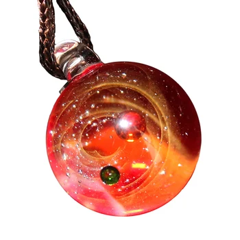 

Solar System Design Necklace give her all Universe Galaxy Rope Chain Glass Bead Planets Pendant Necklace for lover Gift NK0262