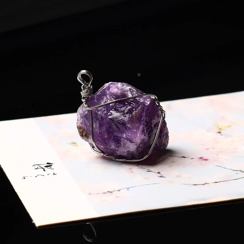 1PC natural crystal amethyst non-standard pendant quartz mineral jewelry decorative accessories DIY gift pendantnecklace | Дом и сад