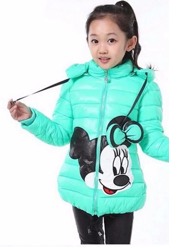 Куртка для девочек зимние пальто с сокровищами Минни для девочек, одежда с хлопковой подкладкой, большие размеры от 3 до 8 лет теплые зимние детские толстовки