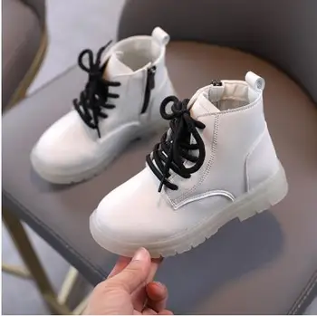 

size 3-12 Year Old Children Martin Boots Boys PU Leather Waterproof Boots Autumn Winter New Kids Snow Boots Girls Princess Boots
