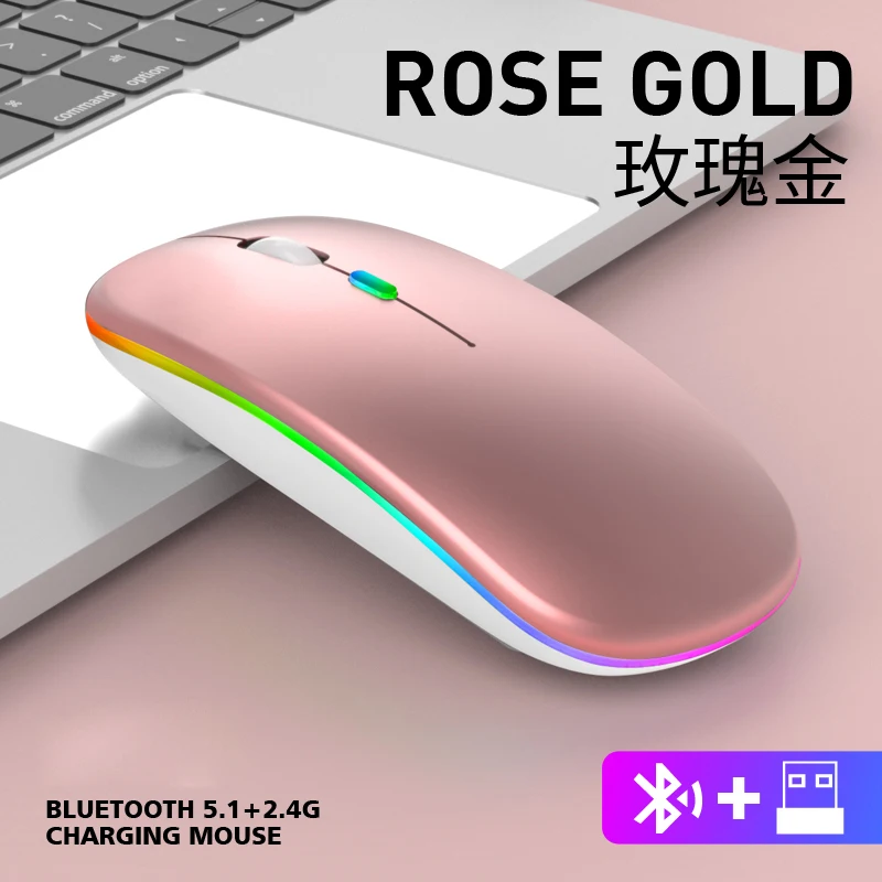 Mouse Wirelesss Bluetooth 2 In 1 Wireless Dual Mode Optical Mouse 2.4G Mouse Ergonomic Portable Rechargeable Mice For laptop