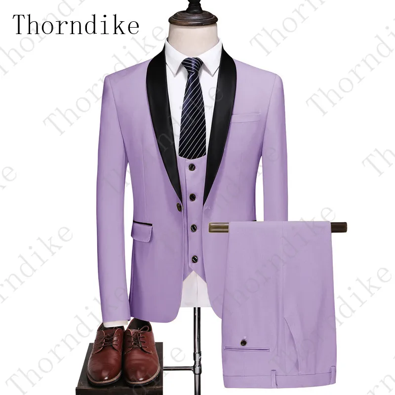 Вечерние костюмы Thorndike, мужской костюм для молодых мужчин, школьный мужской костюм на выпускной, подходит для свадьбы, розовый костюм Homme(пиджак+ жилет+ брюки