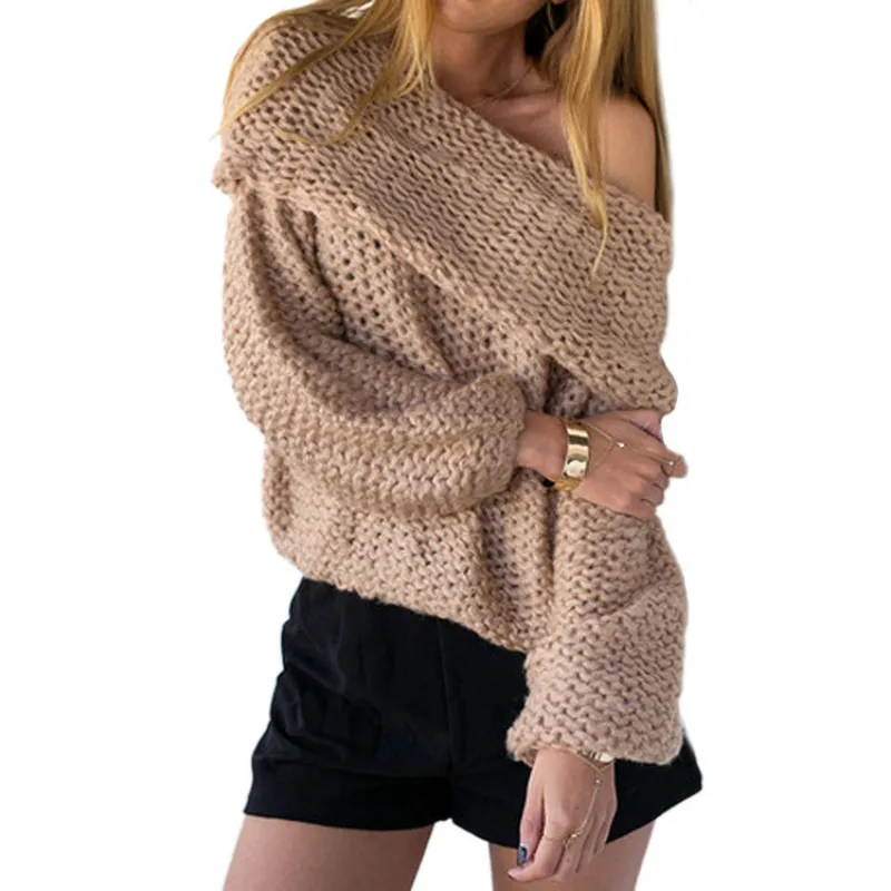 

Korean over size sweater women 2018 Spring/Autumn/winter Sexy Dew shoulder long Batwing Sleeve knitting Sweater pink Multicolor