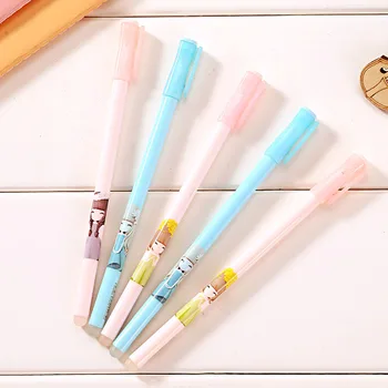 

48 pcs/lot Creative Flower Girl Erasable Gel Pen Cute 0.5 mm Signature Pens School Office writing Supplies Promotional Gift