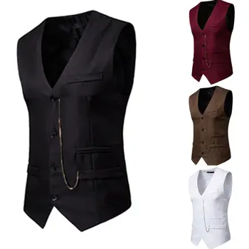 

Men's Business Suit Vests Slim Fit 4 Button Formal Waistcoat Fashion Men Formal Tuxedo Waistcoat Business Dress Vest Suit